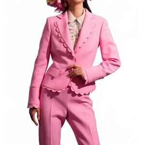 NEW MAISON COMMON cotton jacket with scallop detail in pink